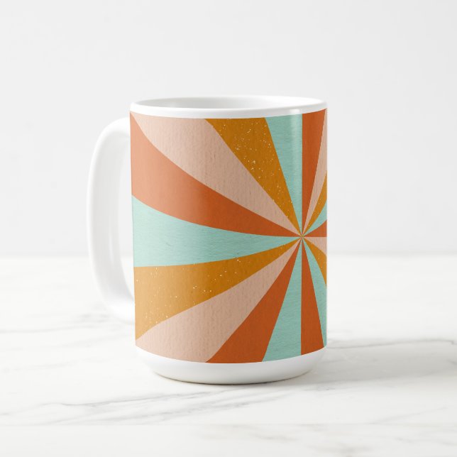 Radial Design Mug – Retro Burst Coffee Cup (Front Left)