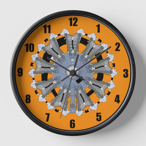 Radial Engine Wall Clock