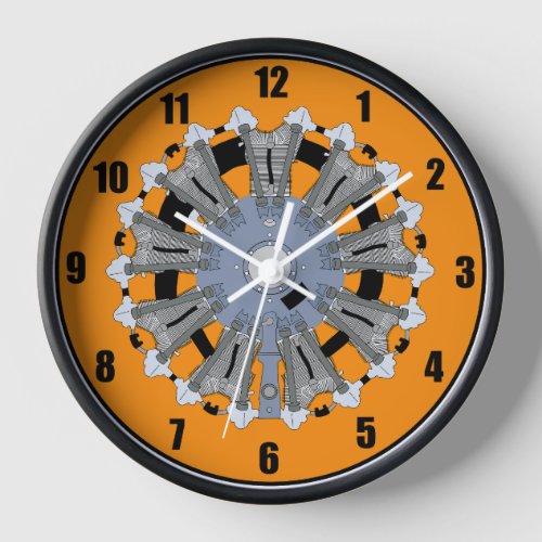 Radial Engine Wall Clock 9 Cylinder