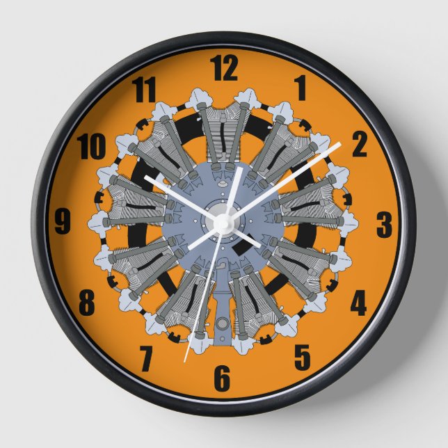 Radial Engine Wall Clock 9 Cylinder (Front)