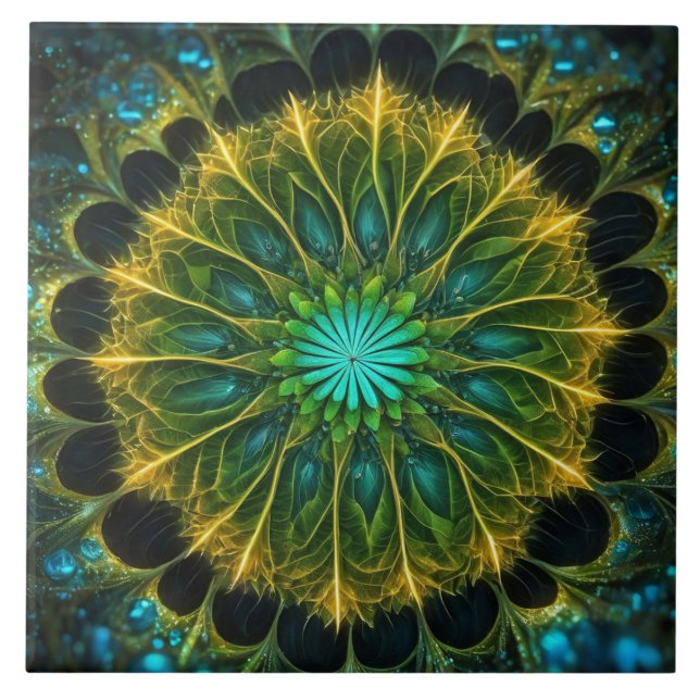 Radial Foliage Abstract Ceramic Tile (Front)