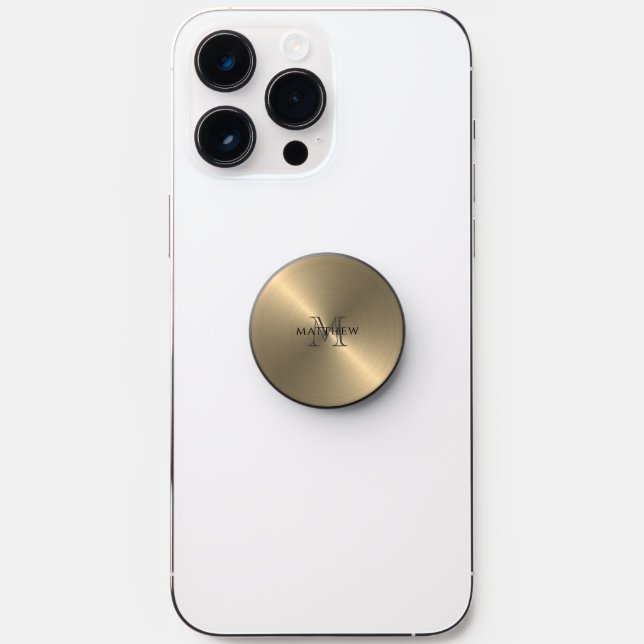 Radial Gold Metallic Monogrammed PopSocket (Front)