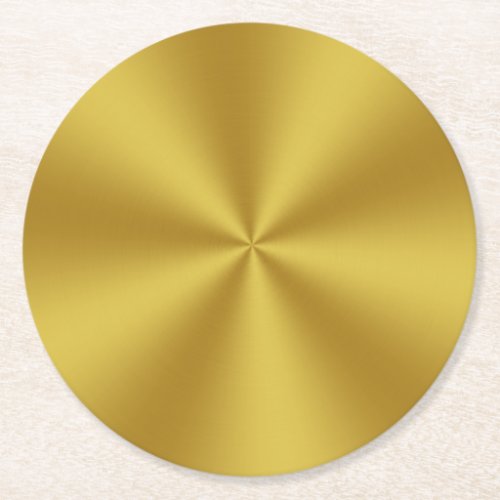 Radial  Metallic Look Faux Gold Round Paper Coaster