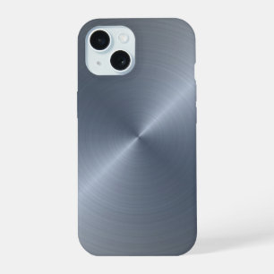Radial Silver Metallic Custom iPhone 15 Case