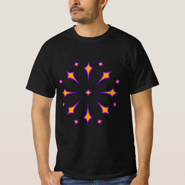 Radial Stars Pattern Cosmic Star T-Shirt (Front)