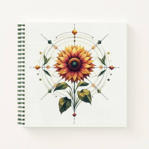 Radial Sunflower Spiral Notebook