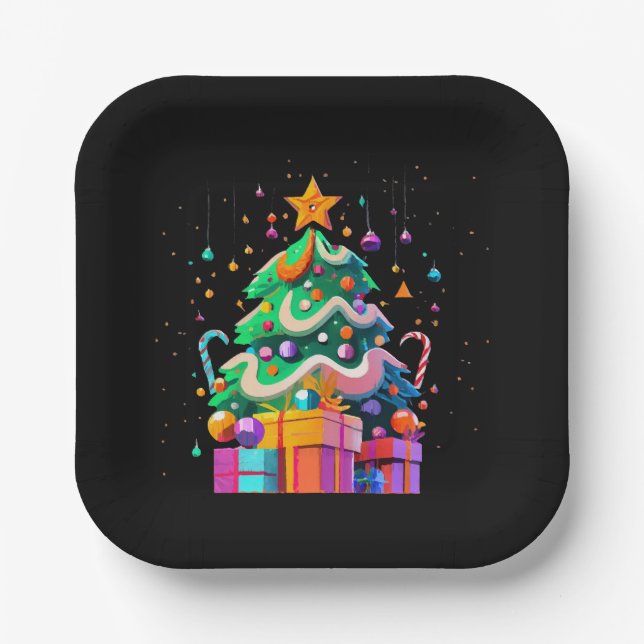 Radiance Christmas Tree Magic Paper Plates (Front)