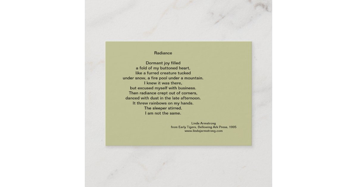 Radiance Poetry Trading Card Zazzle