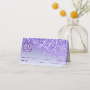 Radiant 20th Birthday Purple Glitter Gift Box Place Card