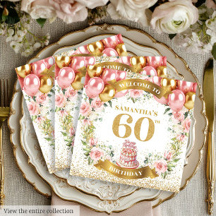 Radiant 60th Birthday Napkins Boho Flower Design