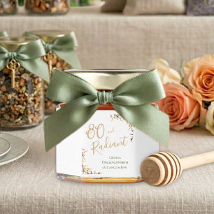 Radiant 80th Watercolor Botanical Sage Birthday Honey Jar Favors