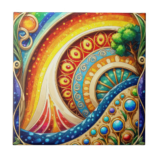 Radiant Abstract Art Ceramic Tile