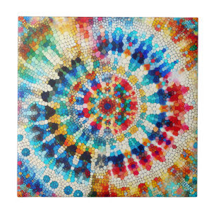 Radiant Abstract Mosaic Mandala Pattern Ceramic Tile