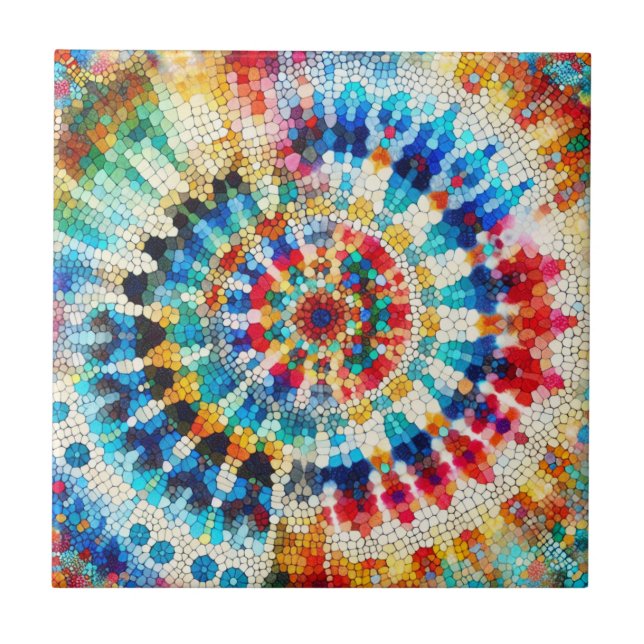 Radiant Abstract Mosaic Mandala Pattern Ceramic Tile (Front)
