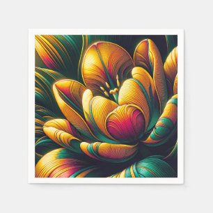 Radiant Abstract Tulip Bloom Napkins