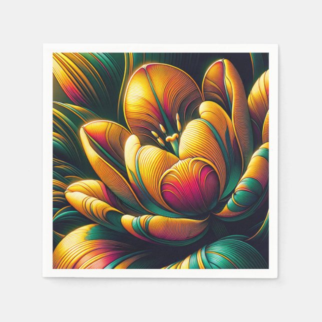Radiant Abstract Tulip Bloom Napkins (Front)
