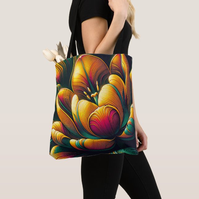 Radiant Abstract Tulip Bloom Tote Bag (Close Up)