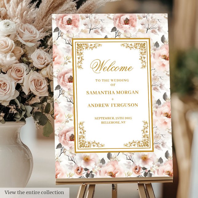 Radiant Aerial Blush Gold Wedding Welcome Poster (Radiant Aerial Blush Gold Wedding Welcome Poster

)
