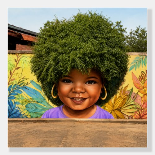 Radiant Afro Girl in Bloom | Colorful Watercolor C Foam Board
