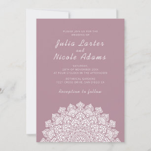 Radiant Airy Crescent Moon Mandala Wedding Invitation