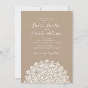 Radiant Airy Crescent Moon Mandala Wedding Invitation