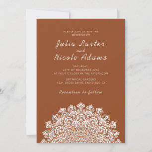 Radiant Airy Crescent Moon Mandala Wedding Invitation