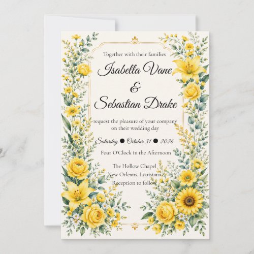 Radiant Autumn Sunflower Bloom Wedding Invitation