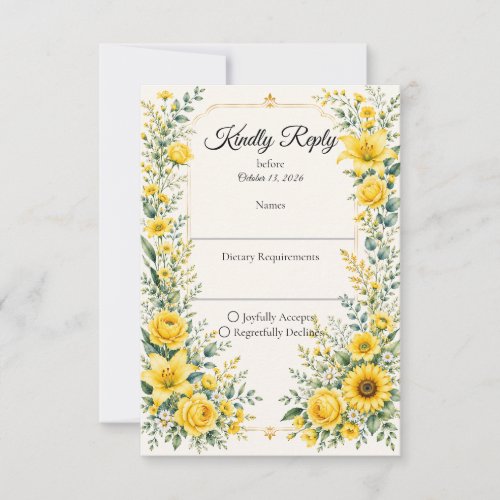 Radiant Autumn Sunflower Bloom Wedding RSVP Card