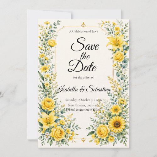 Radiant Autumn Sunflower Bloom Wedding Save The Date