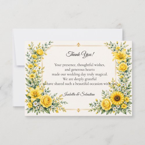 Radiant Autumn Sunflower Bloom Wedding Thank You Card