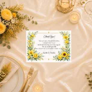 Radiant Autumn Sunflower Bloom Wedding Thank You Card