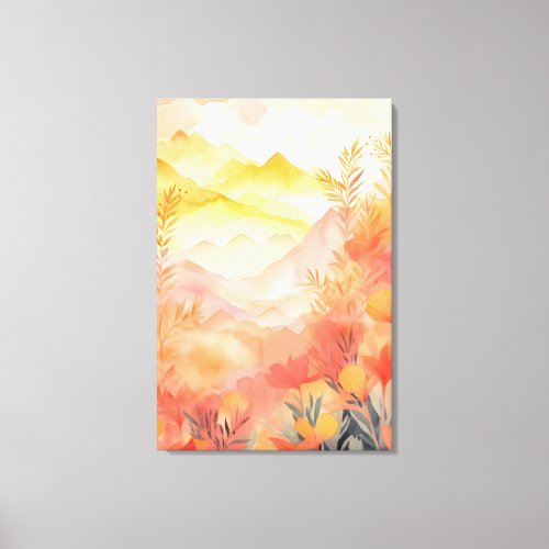 Radiant Beginnings Sunrise Mountains Flowers Canvas Print