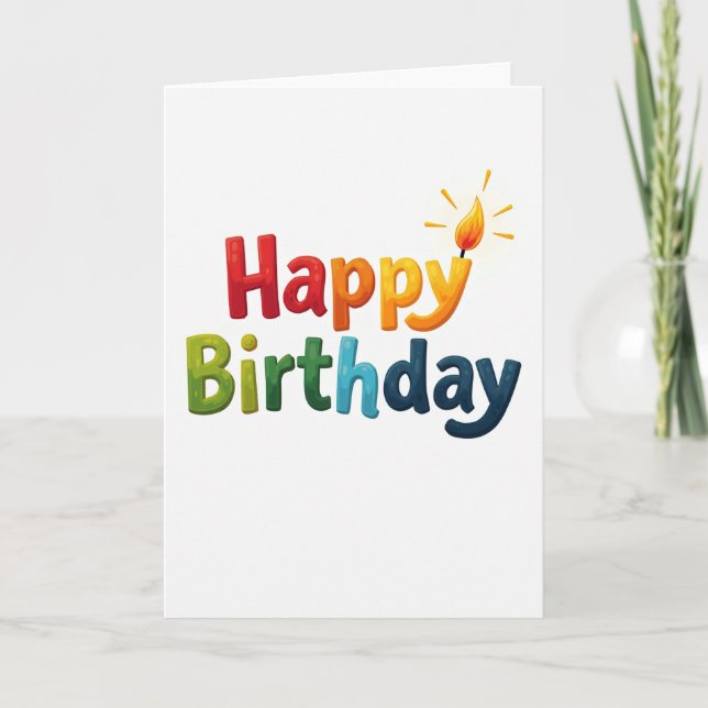 Radiant Birthday Flame Card (Front)