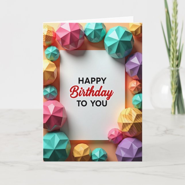Radiant Birthday Spheres Card (Front)