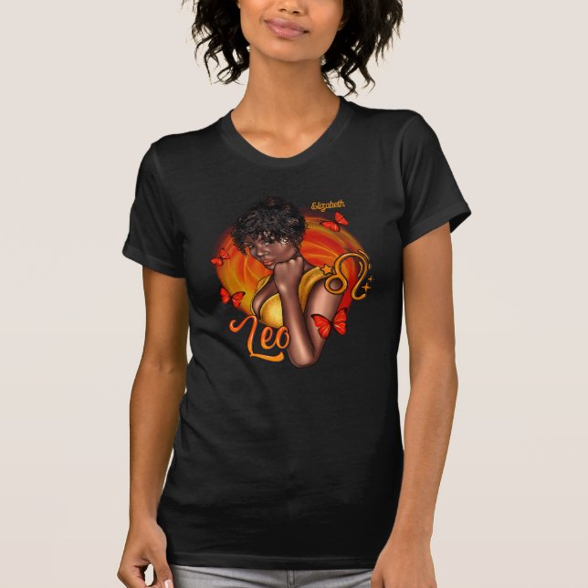 Radiant Black Leo Diva with Fierce Confidence T-Shirt (Front)