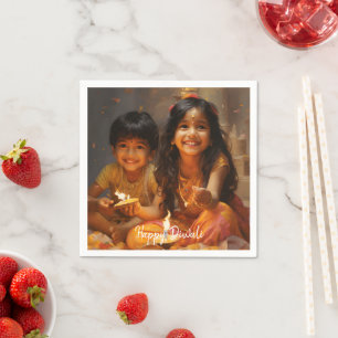 Radiant Blessings: Diwali Joy with Hindu Children Napkins