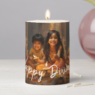 Radiant Blessings: Diwali Joy with Hindu Children Pillar Candle