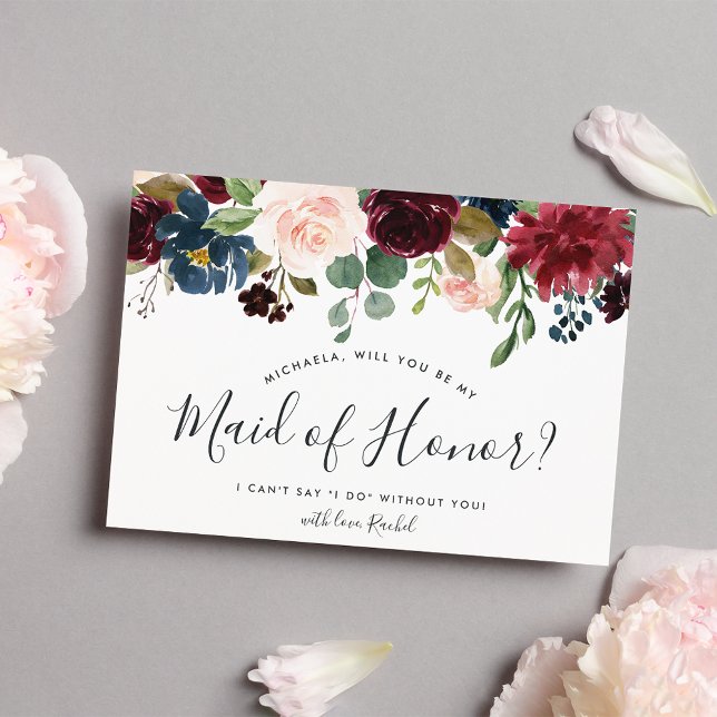 Radiant Bloom Be My Maid of Honor Card (Creator Uploaded)