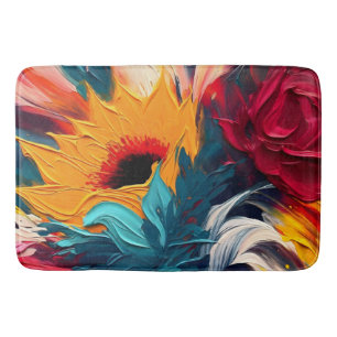 Radiant Bloom – Bold Abstract Floral Expression Bath Mat