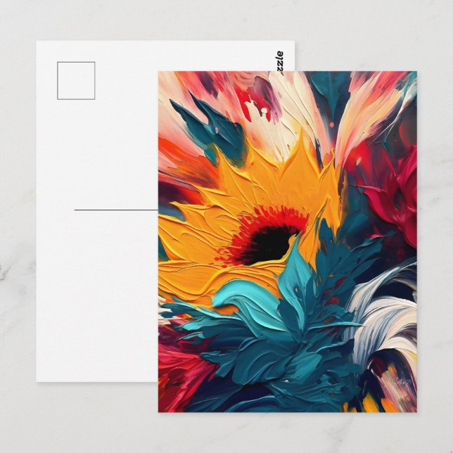 Radiant Bloom – Bold Abstract Floral Expression Postcard (Front/Back)