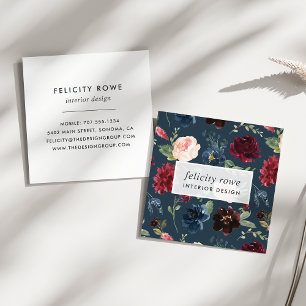 Radiant Bloom   Botanical Pattern Square Business Card