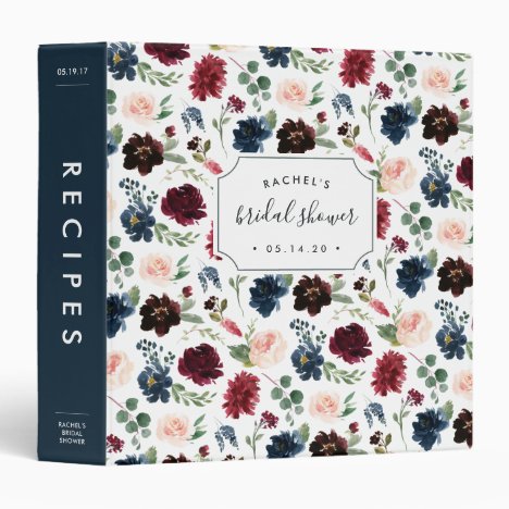 Radiant Bloom Bridal Shower Recipe 3 Ring Binder