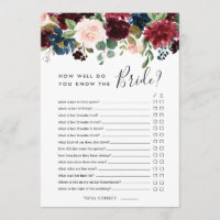 Radiant Bloom Double-Sided Bridal Shower Game