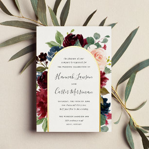 Radiant Bloom Floral Arch Wedding Foil Invitation