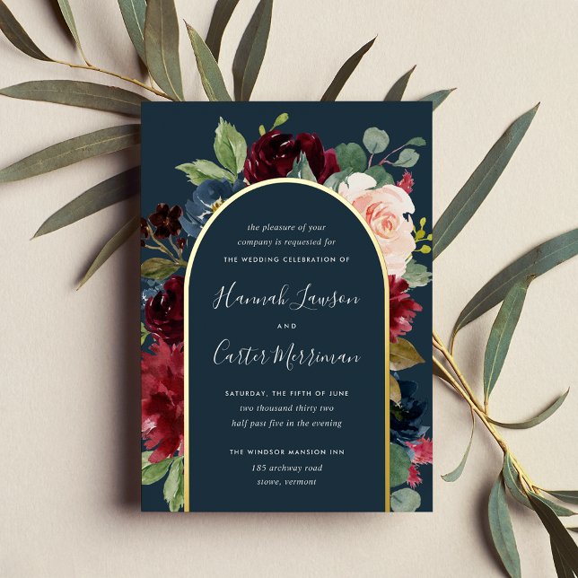 Radiant Bloom Floral Arch Wedding Foil Invitation (Creator Uploaded)