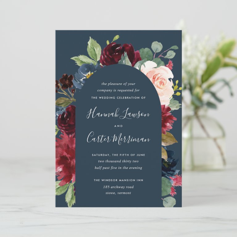 Radiant Bloom Floral Arch Wedding Invitation