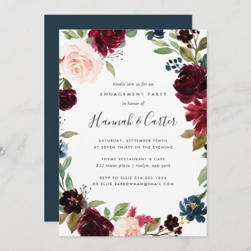 Radiant Bloom Floral Engagement Party Invitation
