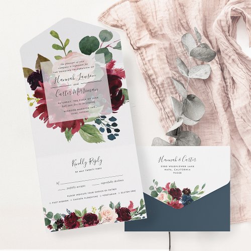 Radiant Bloom Floral Frame Wedding All In One Invitation