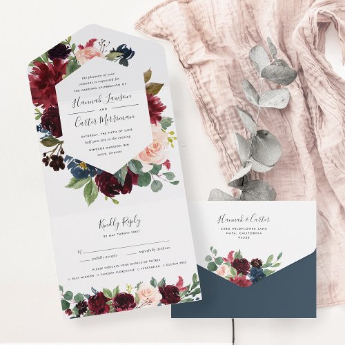 Radiant Bloom Floral Frame Wedding All In One Invitation