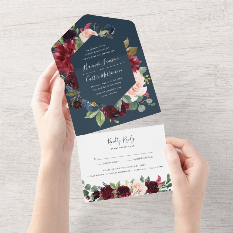 Radiant Bloom Floral Frame Wedding All In One Invitation